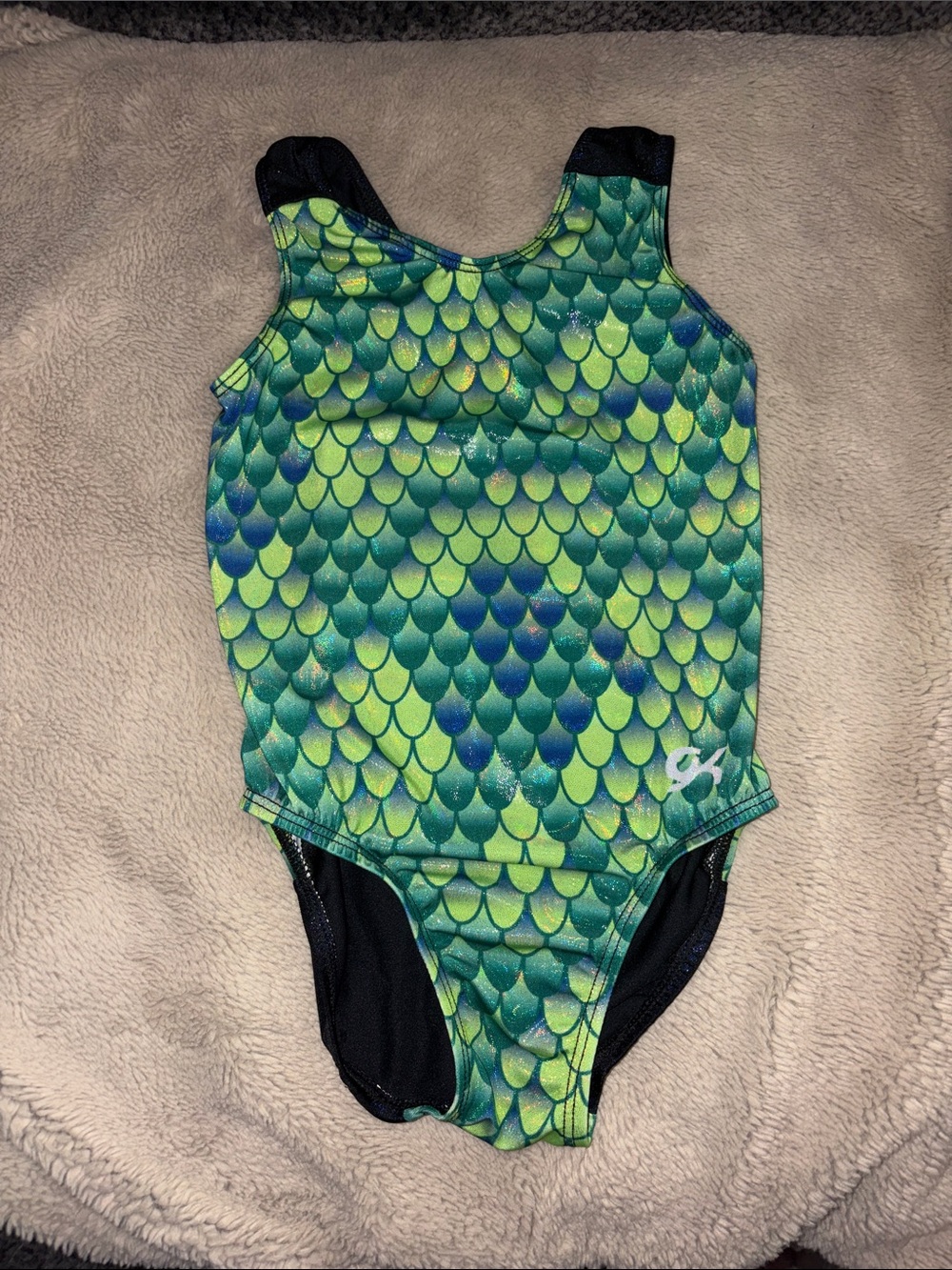 GK Green & Teal Mermaid Scale Gymnastics Leotard, Child Medium